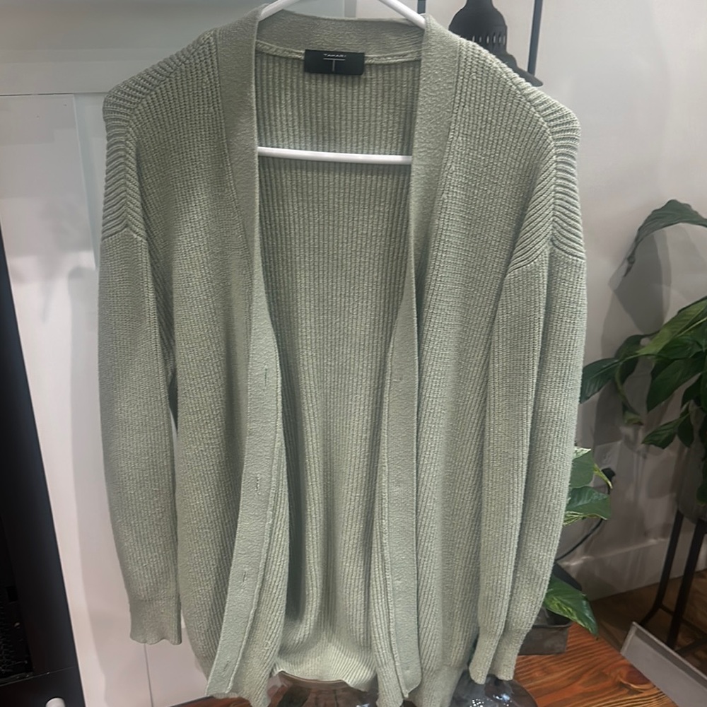 Green Open-Front Cardigan